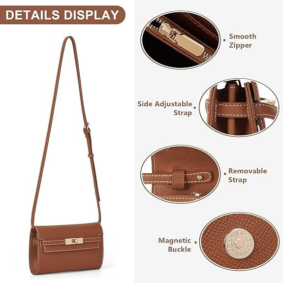 Mini Vegan Leather Crossbody Bag with Adjustable Strap
