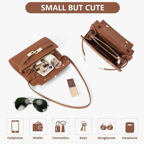 Mini Vegan Leather Crossbody Bag with Adjustable Strap